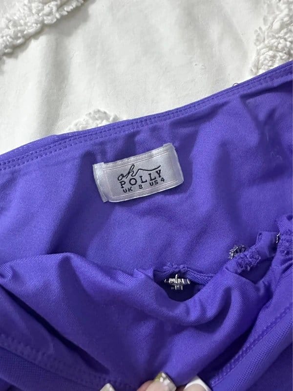 Oh Polly Oh Polly "Immensity" Purple One Sleeve Cut Out Mini Dress - 1