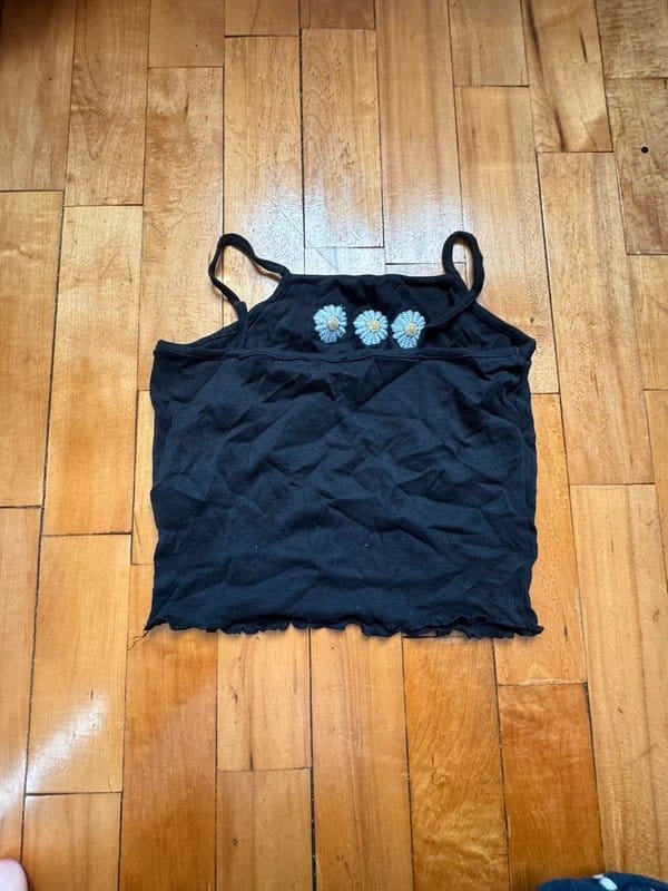 New Look Black Embroidered Daisy Camisole