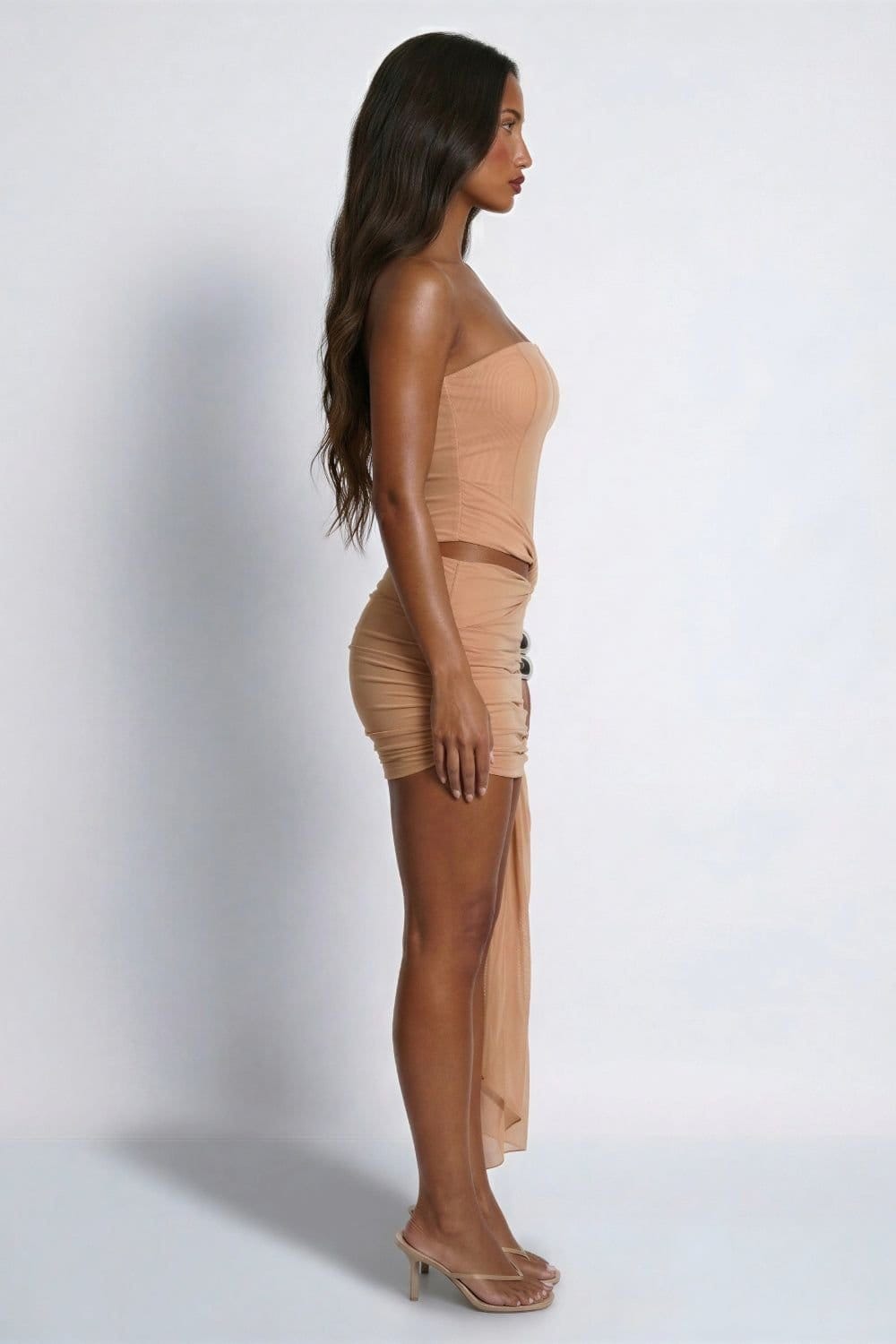 LEMONLUNAR LEMONLUNAR Women's The Marina Nude Multiway Maxi-to-Mini Dress, Bandeau Neck, Sleeveless - 4