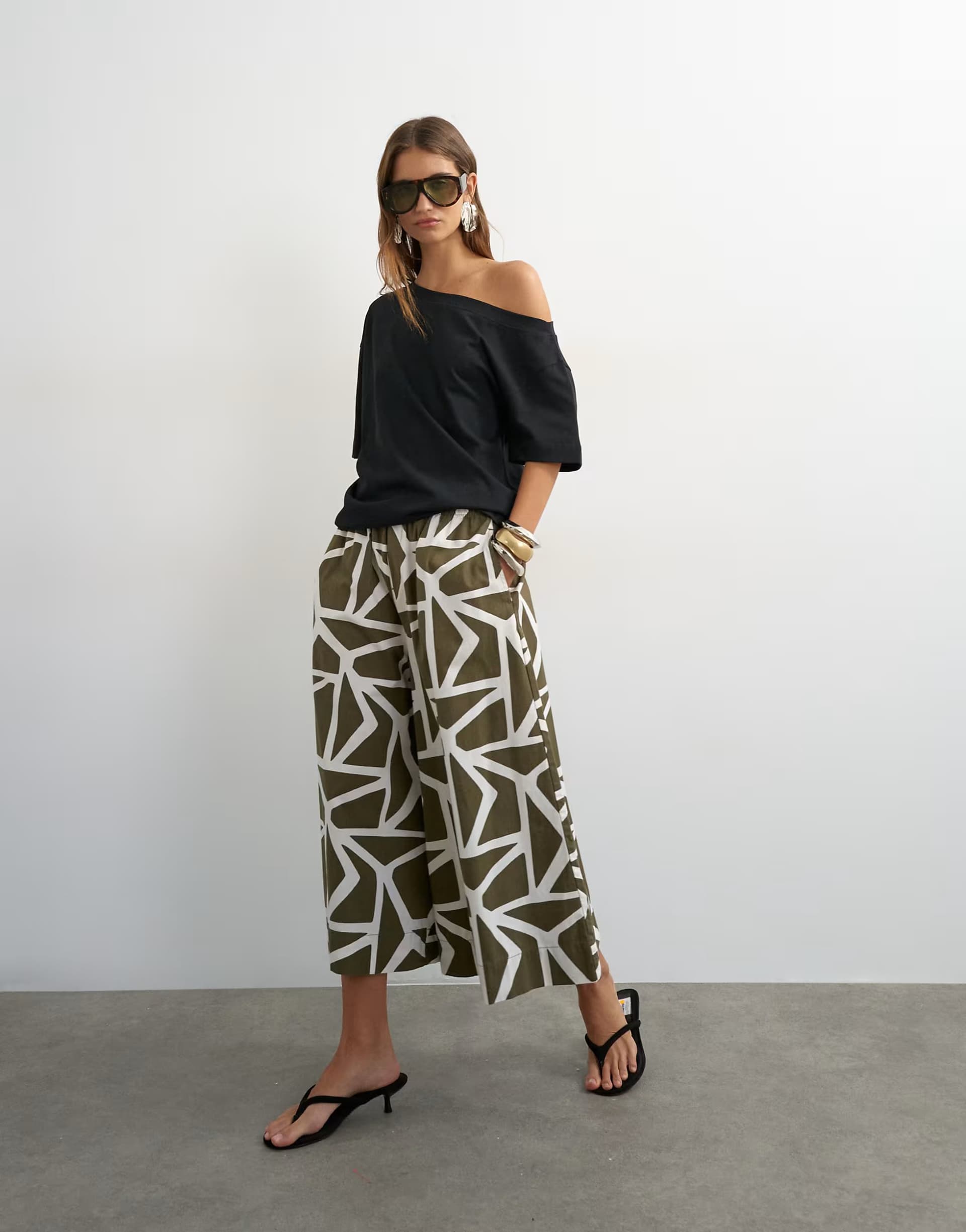 ASOS Topshop culotte in green abstract