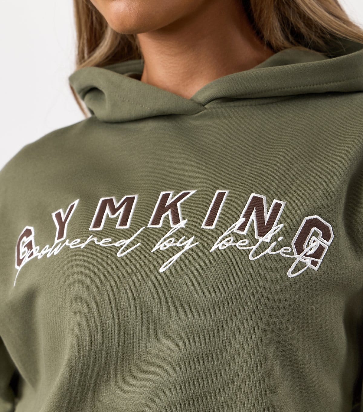 Gym King Women's Khaki Powered By Belief Relaxed Fit Hoodie Gym King New Look - 4