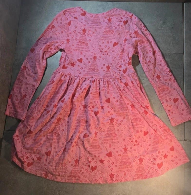 TU Girls TU Long Sleeve Dress - Age 7 Years (122cm) - Pink with Red Hearts/Stars Print