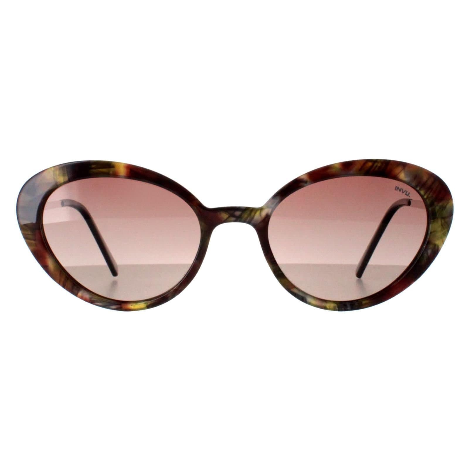 INVU INVU Women's Oval Cloud Brown Sage Tortoise Brown Polarized B2108