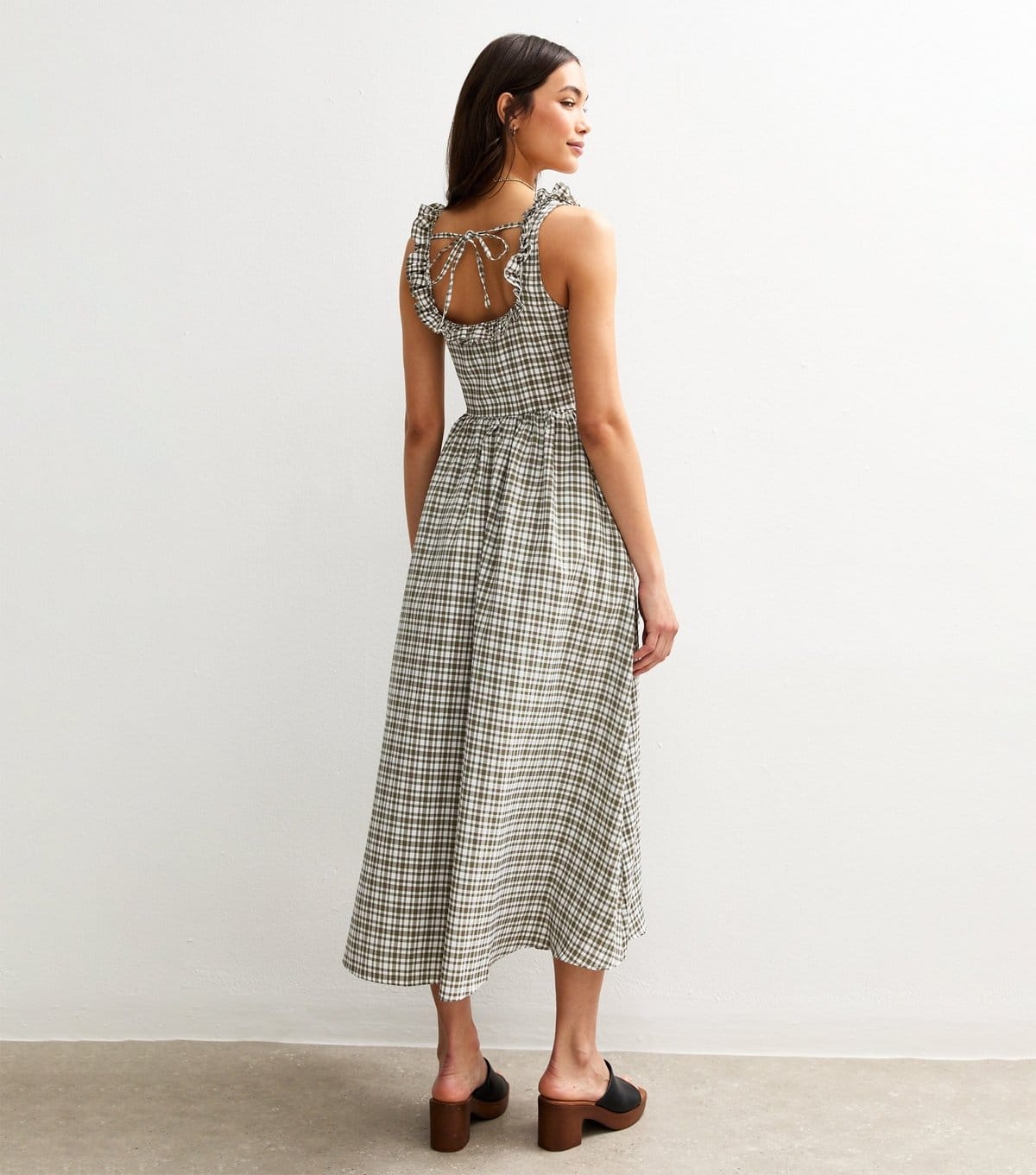 New Look Women's Green Check Print Strappy Corset Midi Dress New Look - 4
