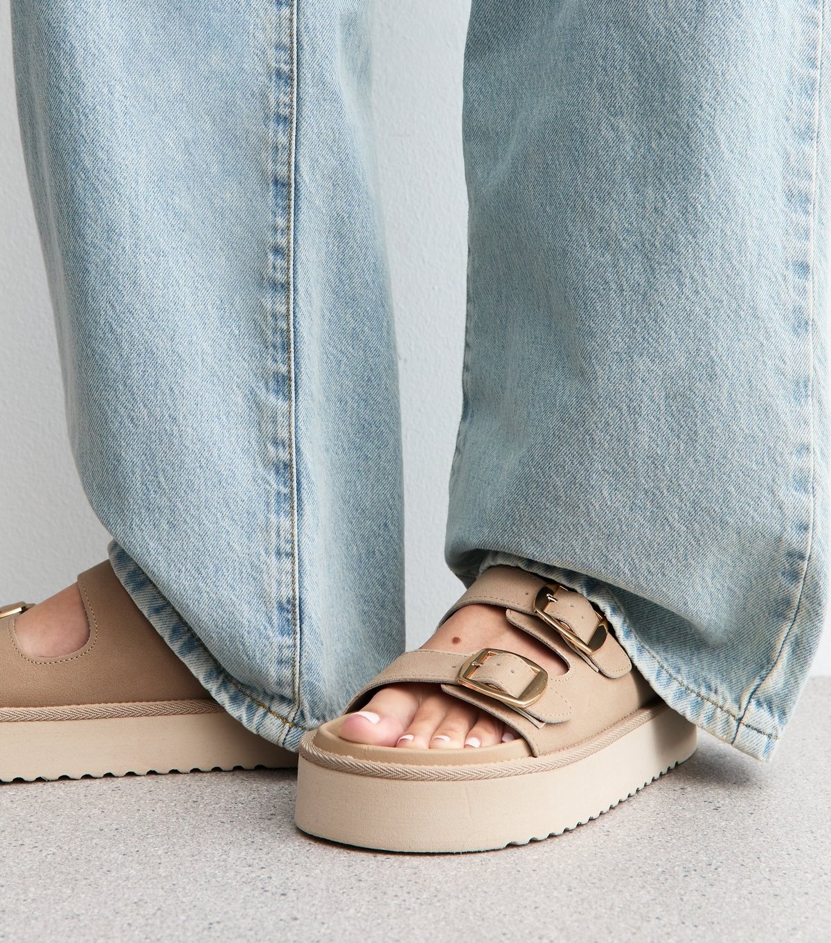 New Look Women's Light Brown Faux Leather Flatform Sandals Vegan New Look - 2