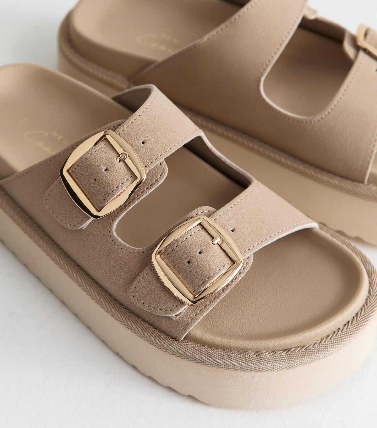 New Look Women's Light Brown Faux Leather Flatform Sandals Vegan New Look - 3