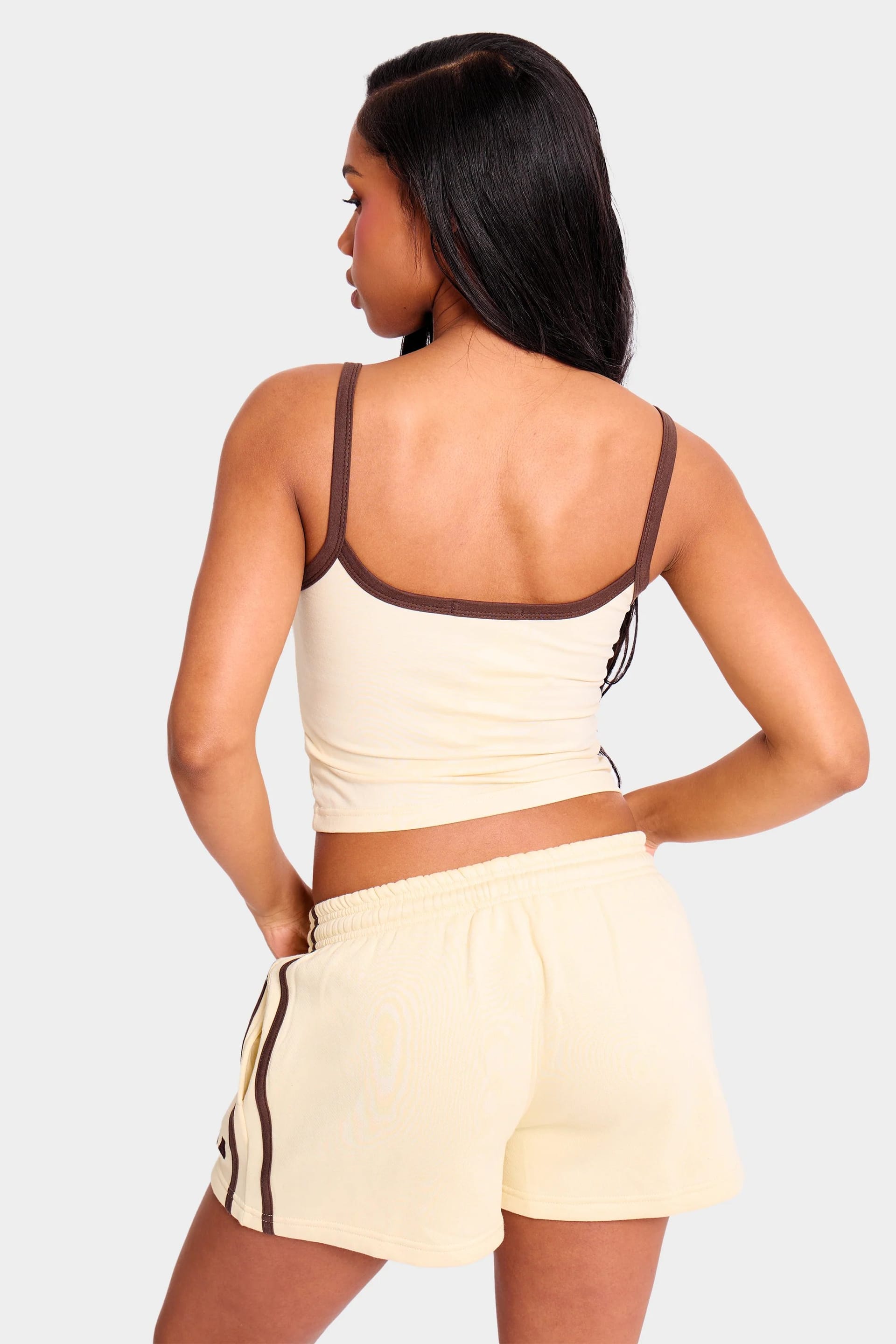 Kaiia Kaiia Contrast Cami Top Butter Yellow & Brown - 4