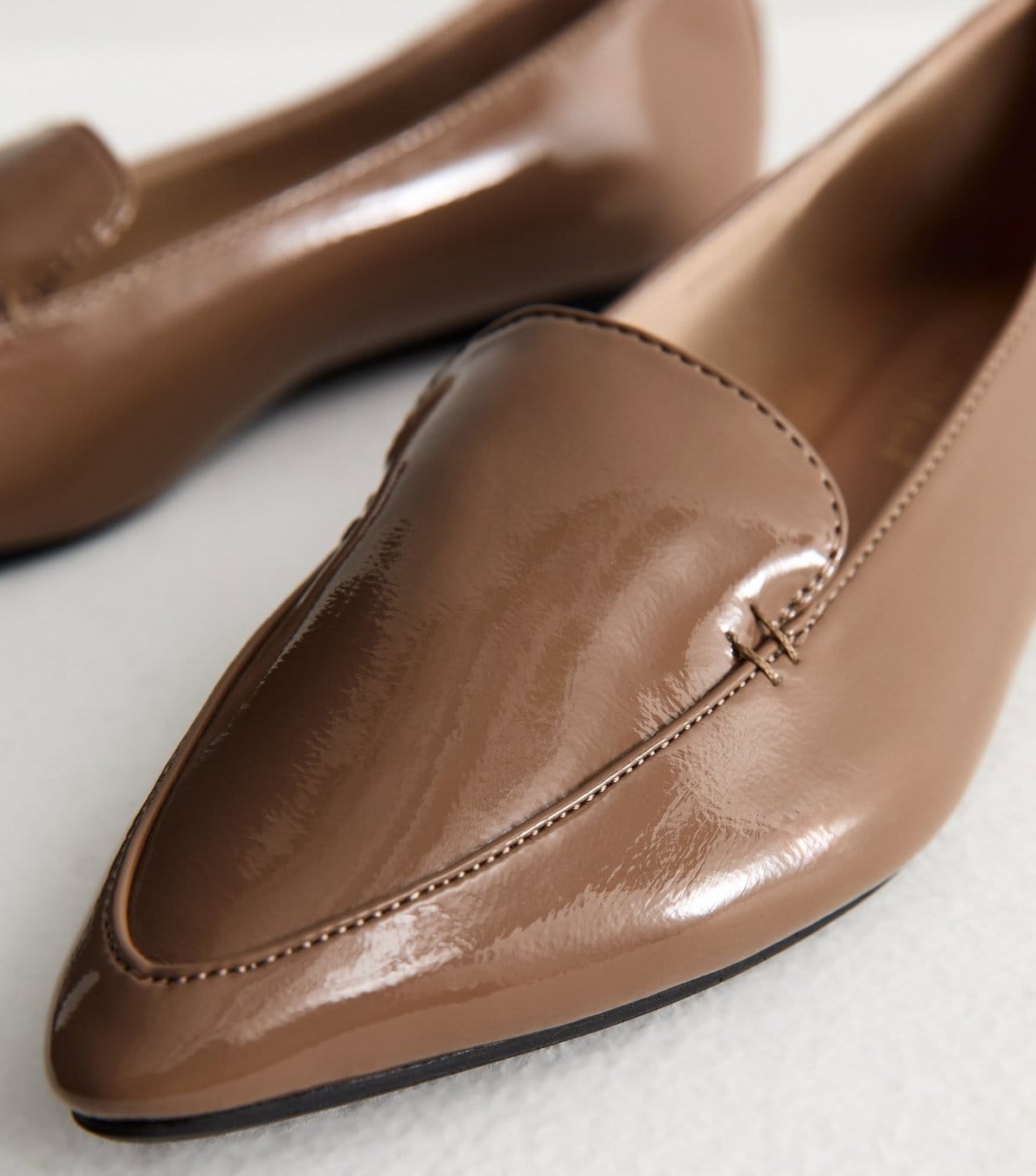 New Look Women's Light Brown Faux Leather Pointed Toe Loafers Vegan New Look - 4