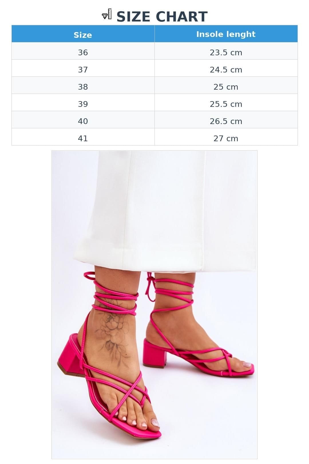 Love Lace Love Lace Women's Strappy Square Toe Sandals With Calf Binding Low Heel Post in Fuchsia - 4