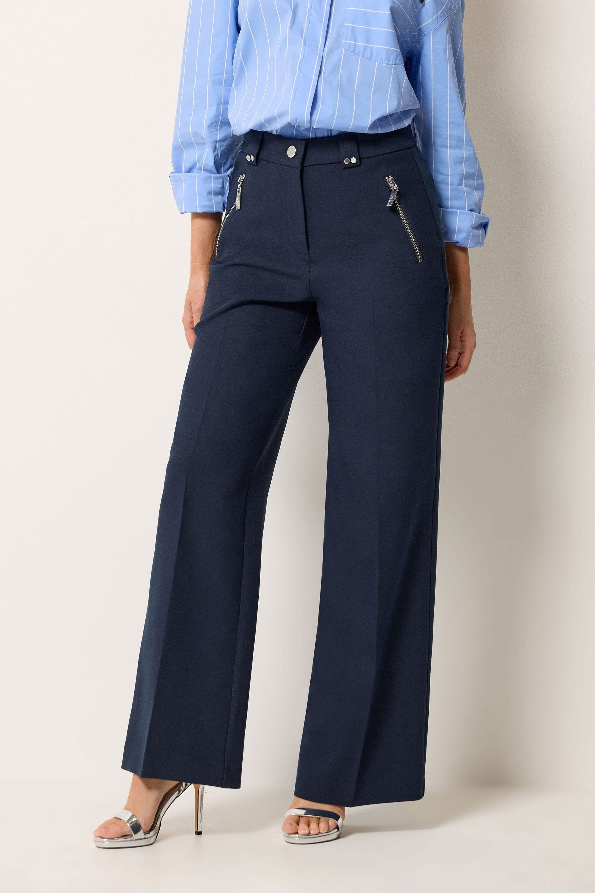 Star By Julien Macdonald Star by Julien Macdonald Women's Tailored Wide Leg Trousers in Dark Navy - 4