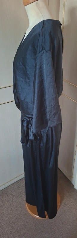 Quiz 🥳 Quiz Navy Satin Wide-Leg Jumpsuit Size 20  Party Glam RRP £39 🍾