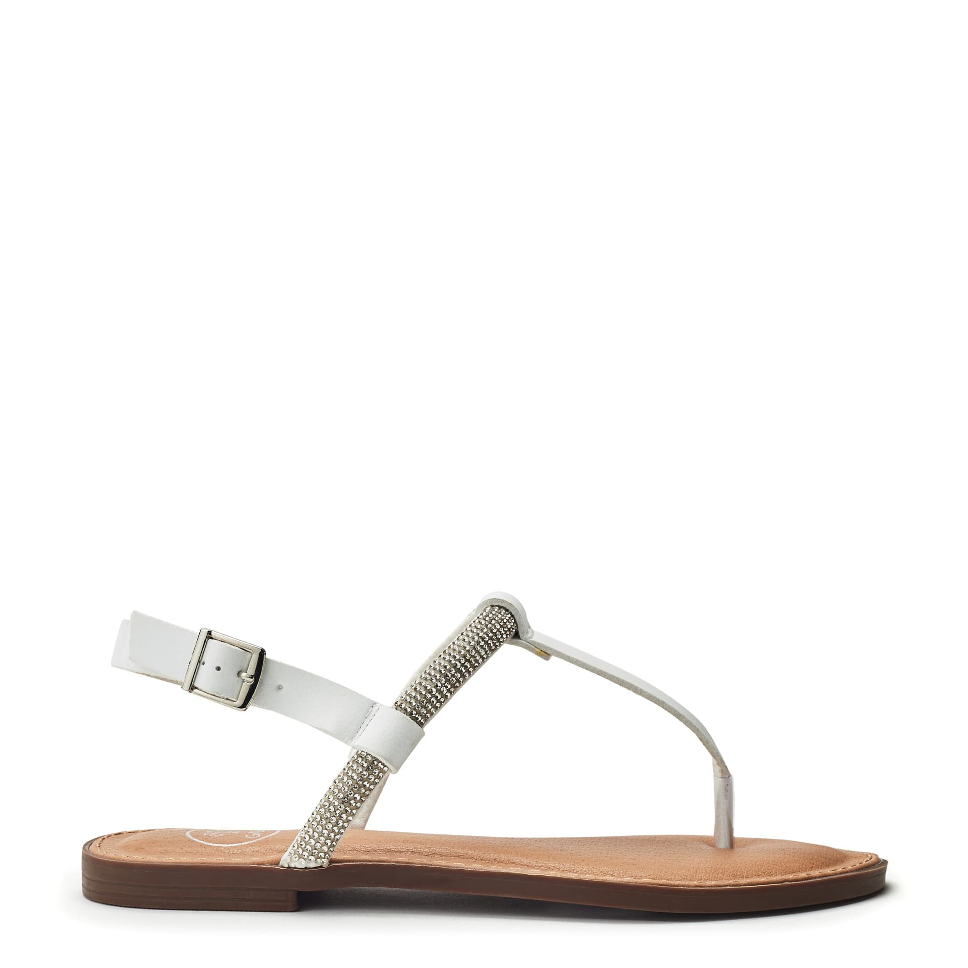 b.soleful B.soleful White Crystal T-Bar Sandals