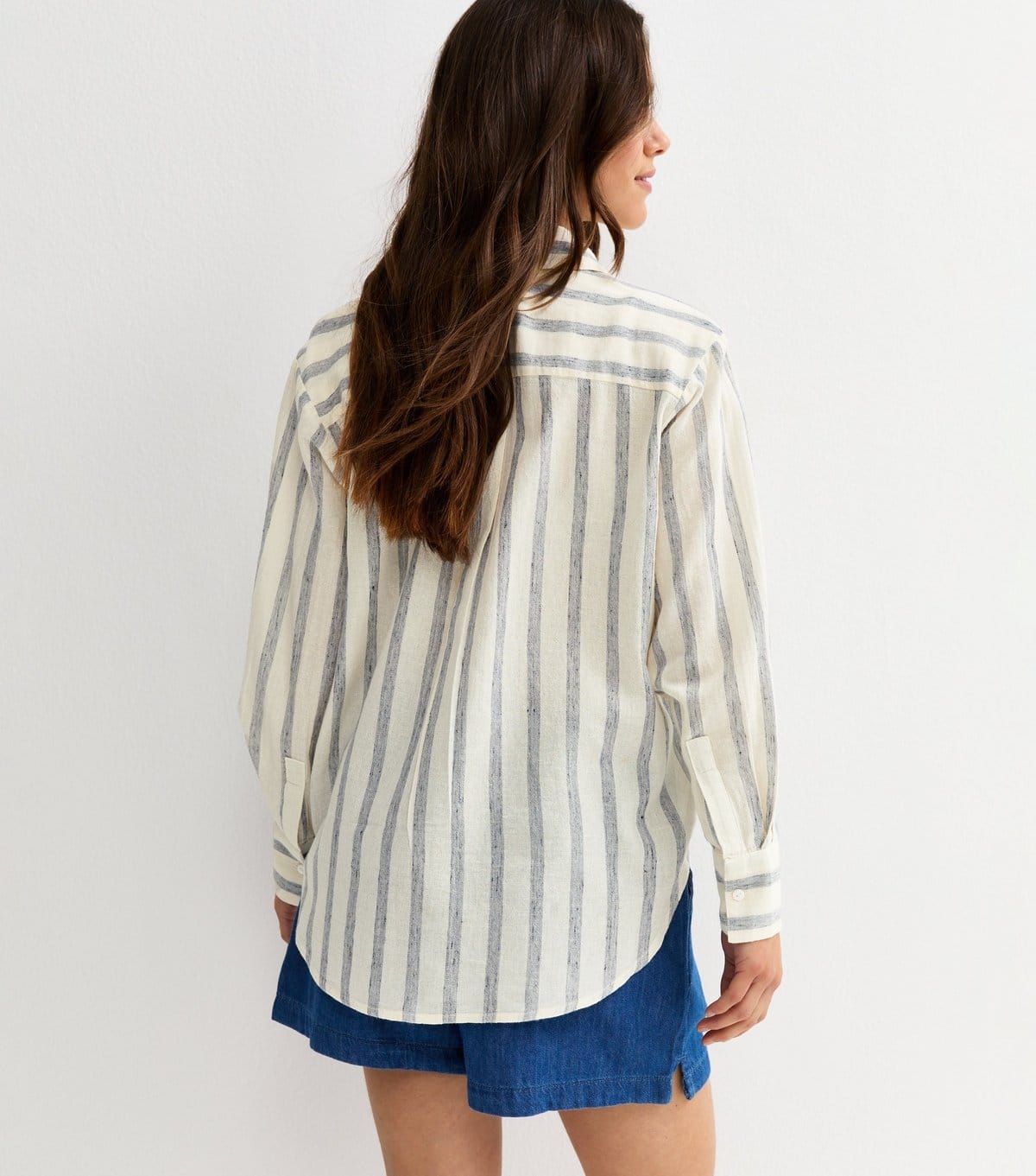 New Look Women's Petite Blue Striped Long Sleeve Shirt New Look - 4
