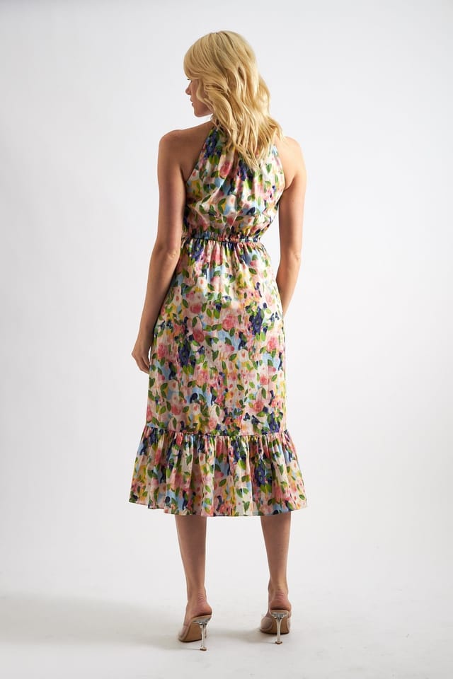 Louche Louche Women's Eren Summer Dream Cut-Away Shoulder Print Midi Dress - 2