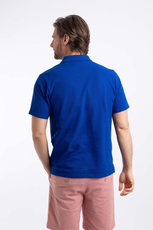 Weird Fish Weird Fish Men's Miles Pique Polo Shirt in Blue - 3