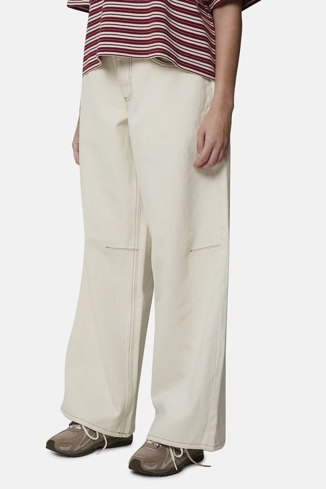 Good For Nothing Good For Nothing Women's Baggy Fit Denim Jean with Monogram Stitching in Ecru - 2