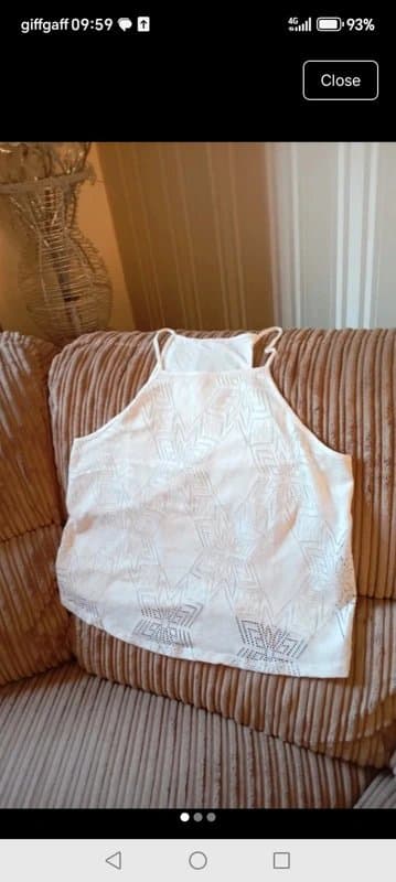 Vintage Dressing Ladies size small white crochet pattern summer sun vest top