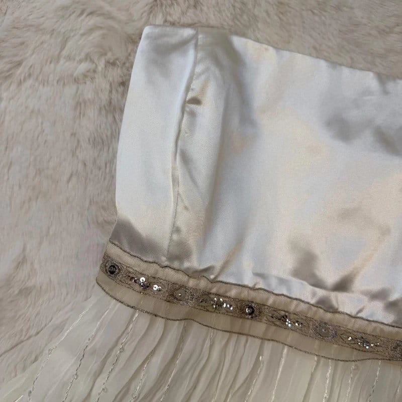 Definitions Early 00’s y2k Definitions Deadstock Satin Feel Aysmmetric Sequin Corset Top - 1
