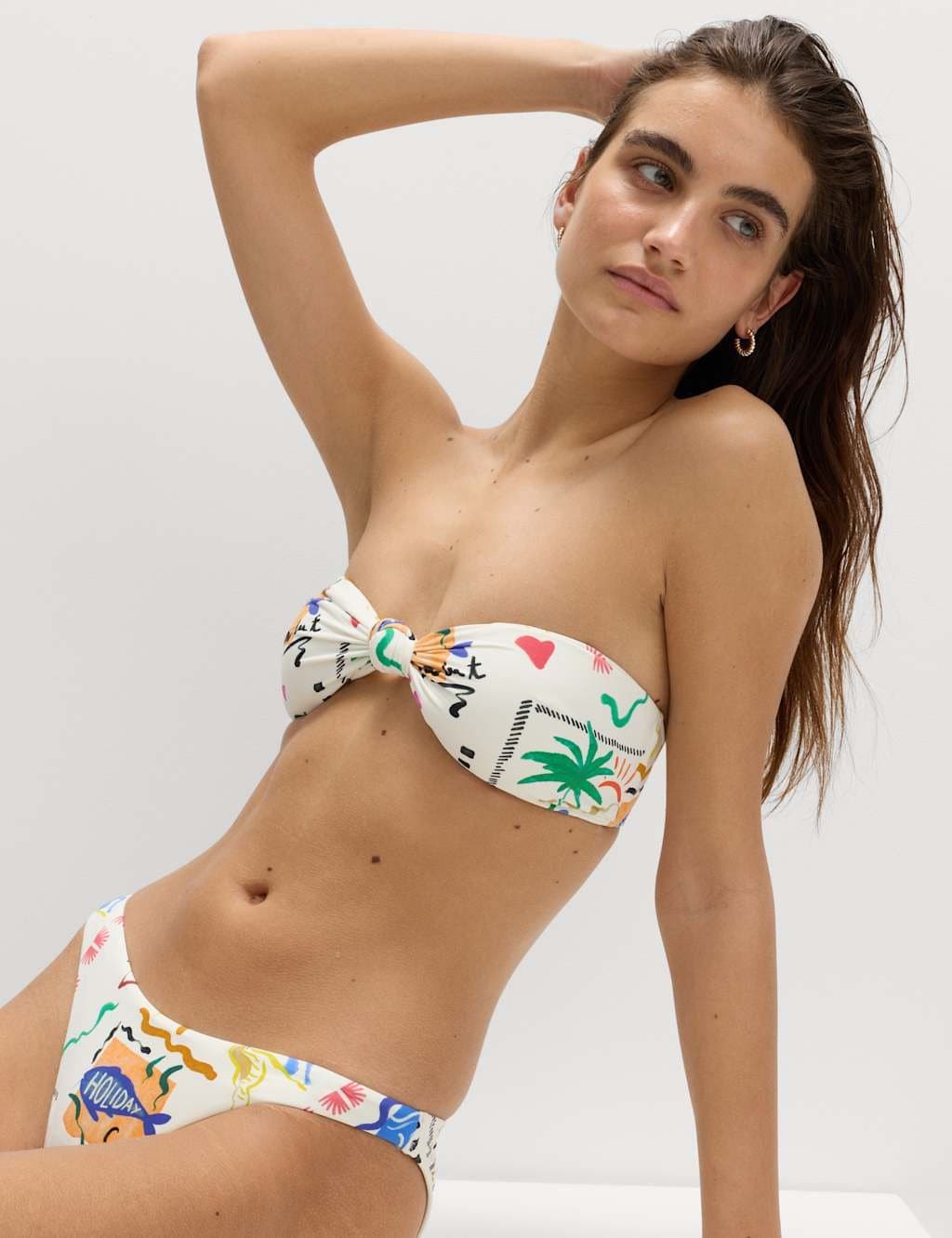 Marks & Spencer M&S Printed Padded Bandeau Bikini Top Multi