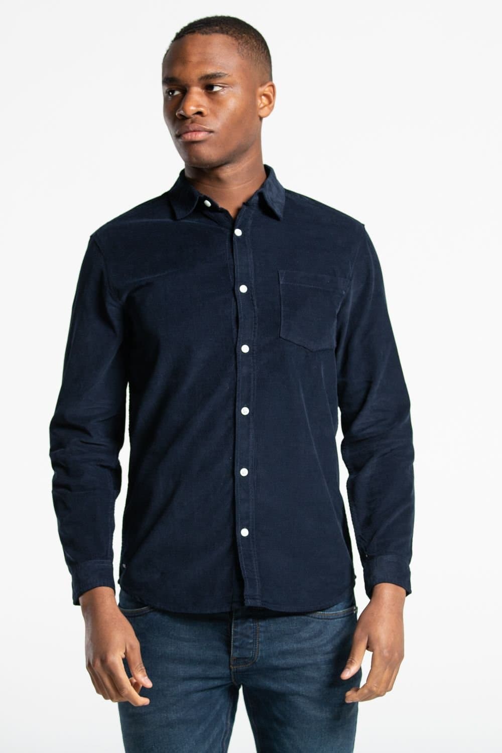Tokyo Laundry Tokyo Laundry Men's Cotton Long Sleeve Corduroy Shirt in Navy