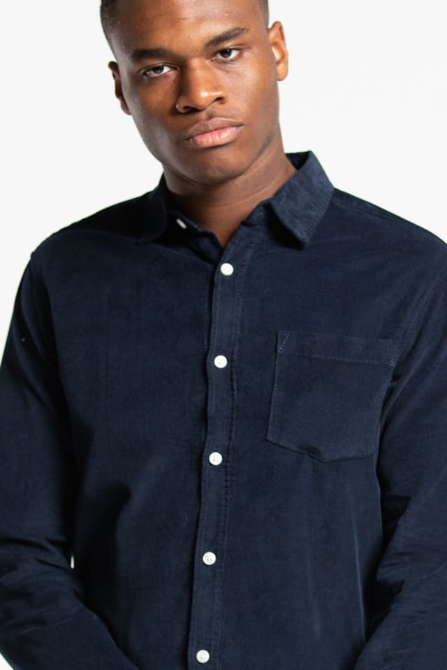 Tokyo Laundry Tokyo Laundry Men's Cotton Long Sleeve Corduroy Shirt in Navy - 2