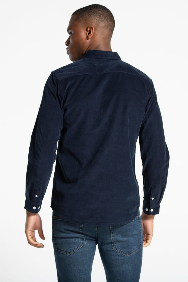 Tokyo Laundry Tokyo Laundry Men's Cotton Long Sleeve Corduroy Shirt in Navy - 3