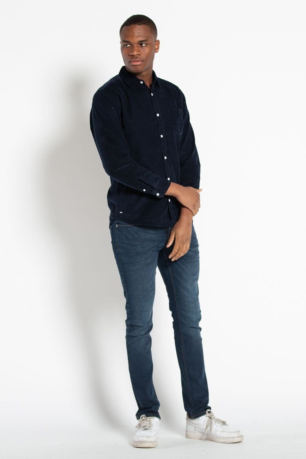 Tokyo Laundry Tokyo Laundry Men's Cotton Long Sleeve Corduroy Shirt in Navy - 4