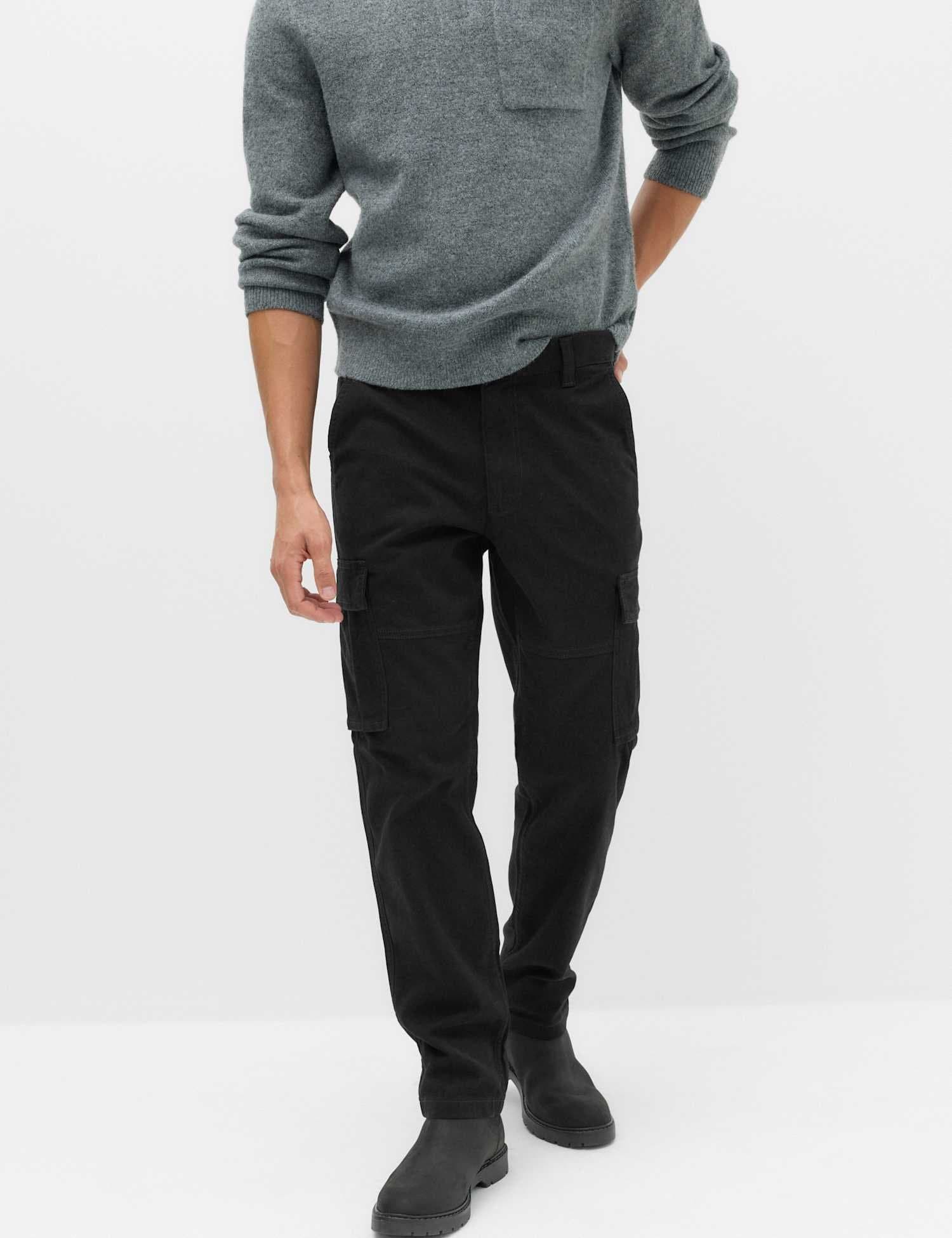 Marks & Spencer M&S Straight Fit Cargo Trousers Black