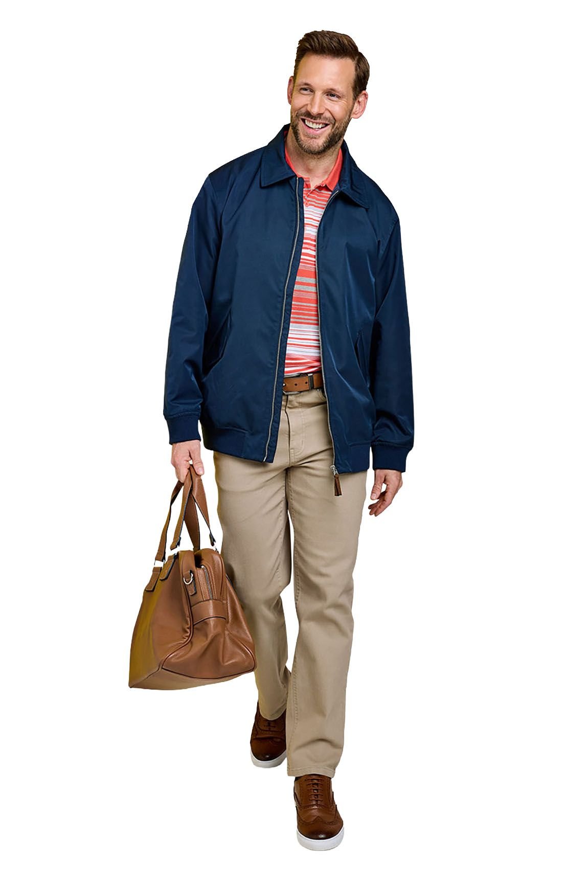 Pegasus Pegasus Men's Lightweight Showerproof Blouson Jacket with Elasticated Cuffs & Hem in Navy - 2