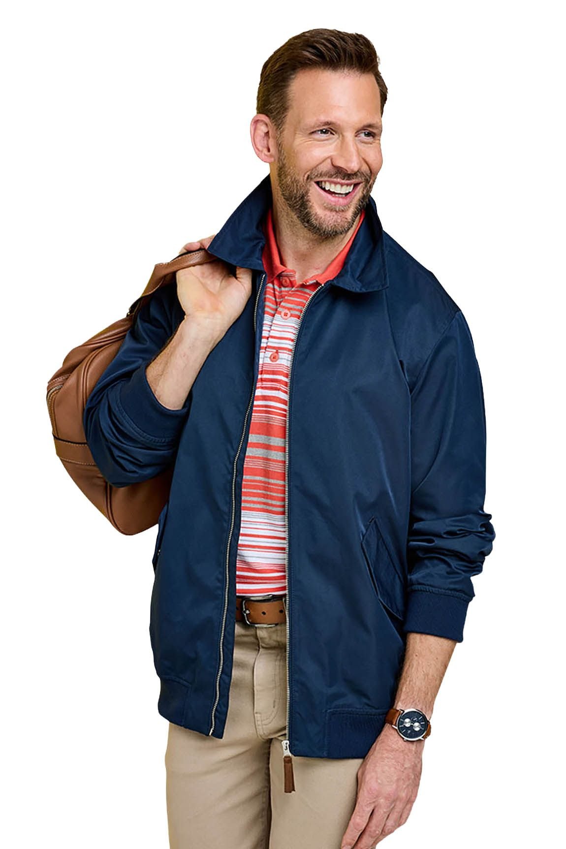 Pegasus Pegasus Men's Lightweight Showerproof Blouson Jacket with Elasticated Cuffs & Hem in Navy - 3