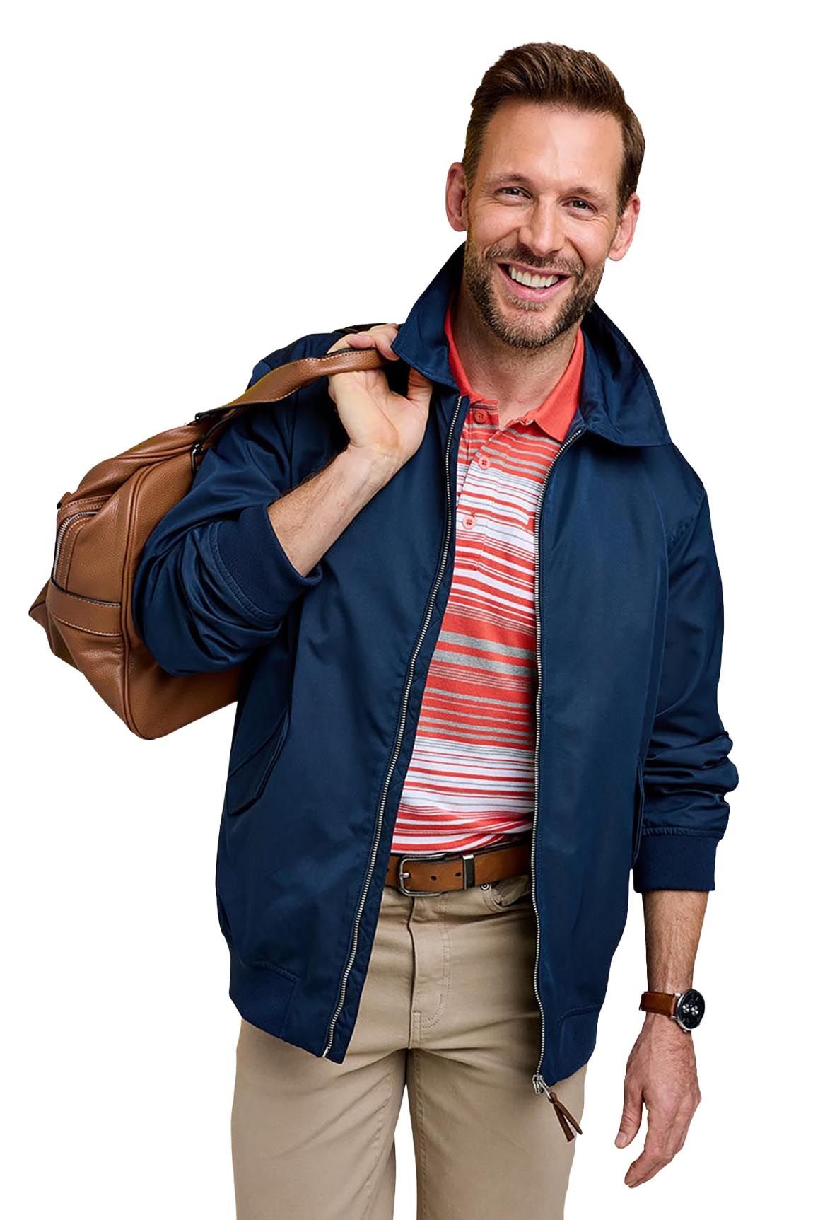 Pegasus Pegasus Men's Lightweight Showerproof Blouson Jacket with Elasticated Cuffs & Hem in Navy - 4