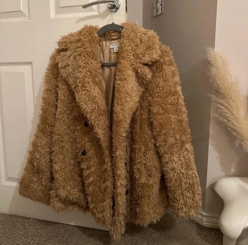 Topshop Topshop faux teddy brown fur oversized collared jacket - 1