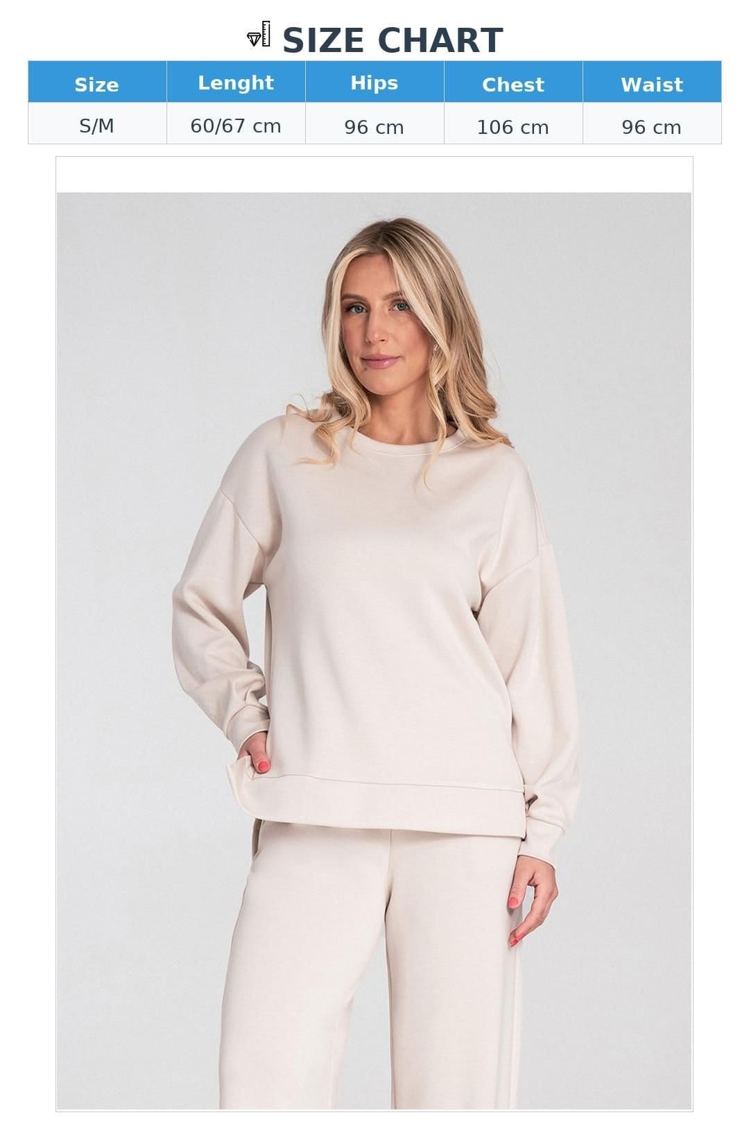 Love Lace Love Lace Women's Soft Long Sleeve Blouse with Side Slits in Beige - 4