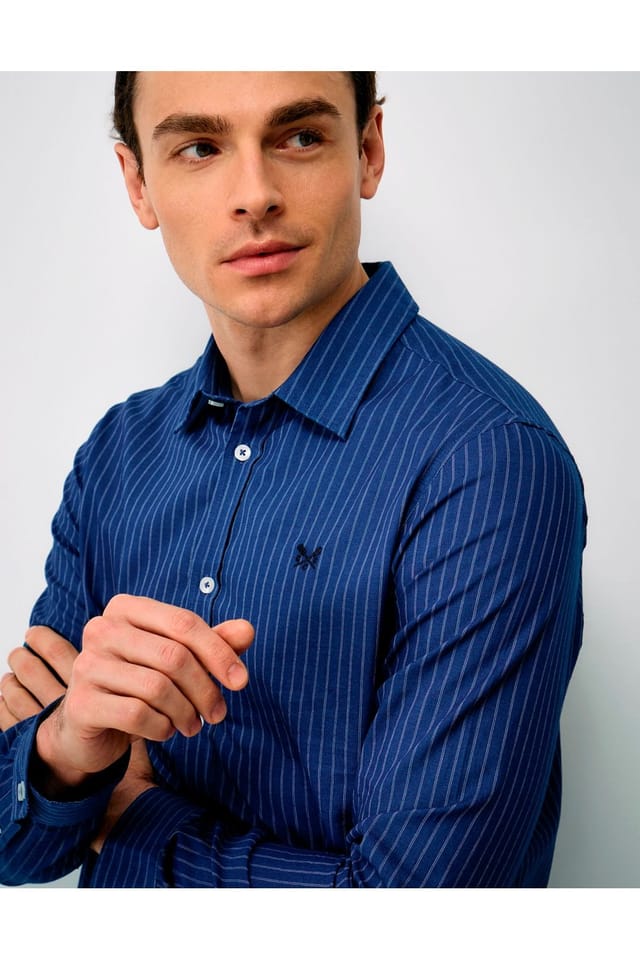 Debenhams Debenhams Men's Newport Stripe Shirt Broadcloth Indigo - 3