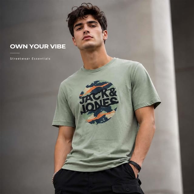 jack & jones Jack & Jones Men's Logo Tshirt, short sleeved casual crew neck, cotton[XS, Sea Spray] in Olive - 2