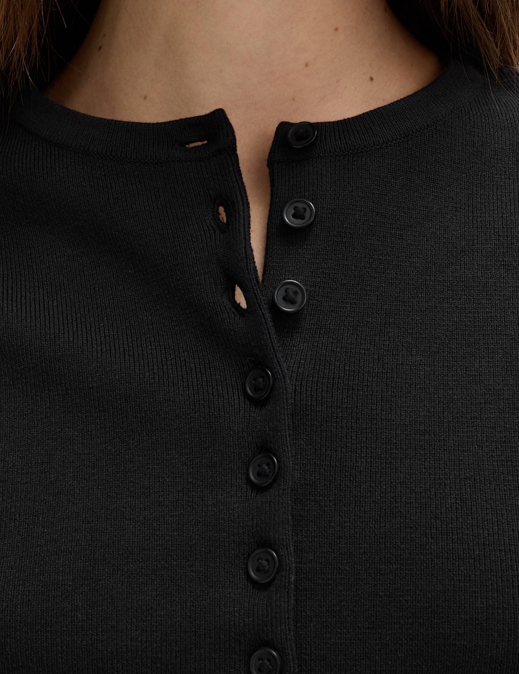 Marks & Spencer M&S Crew Neck Cropped Cardigan Black - 3