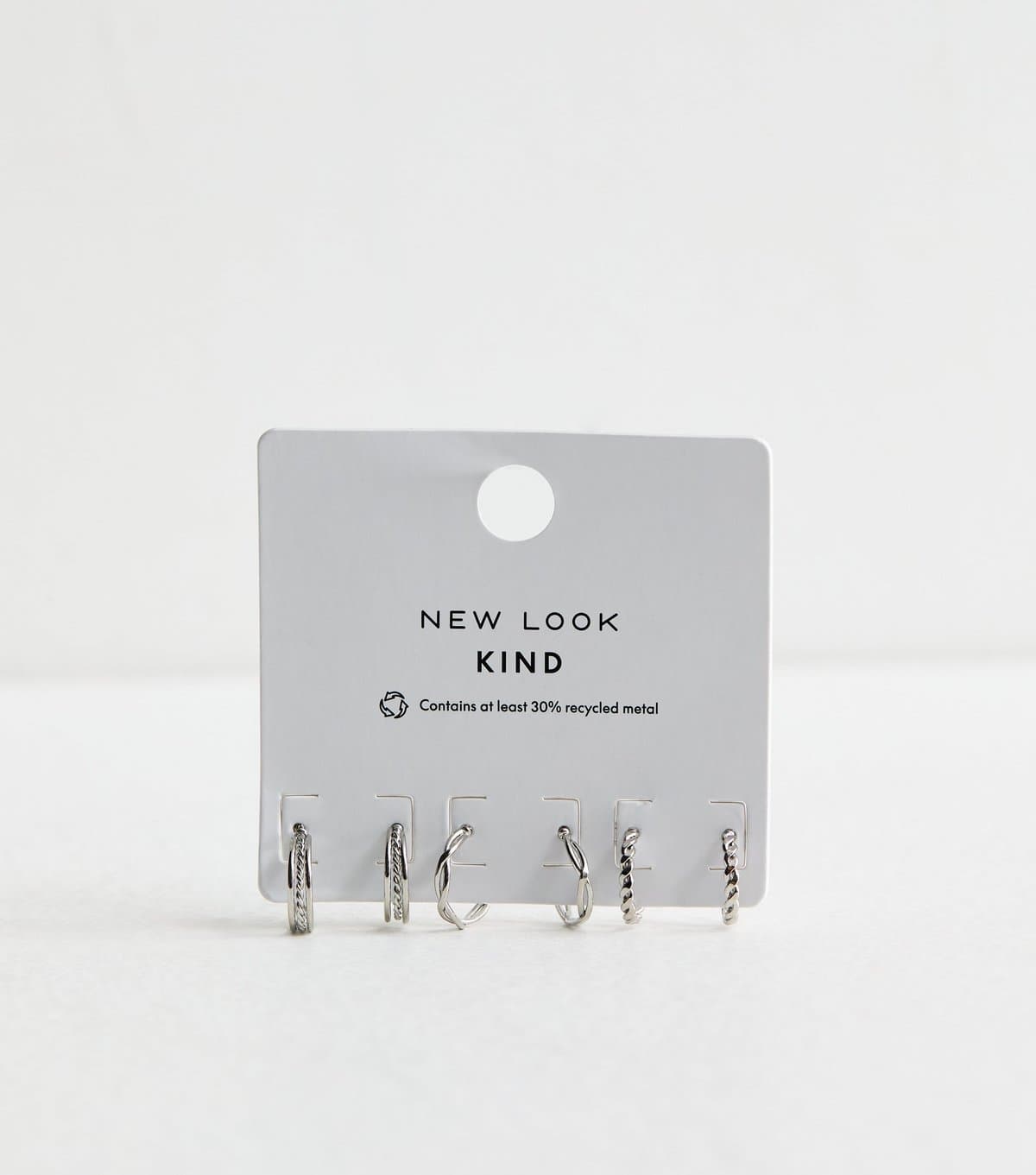 New Look Pack of 3 Silver Tone Mini Twist Hoop Earrings New Look