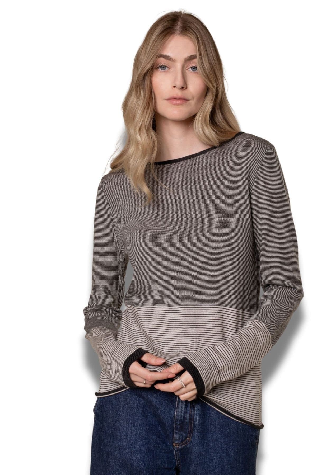 Celtic & Co Celtic & Co Women's Merino Fine Knit Boat Neck Jumper in Mid Grey