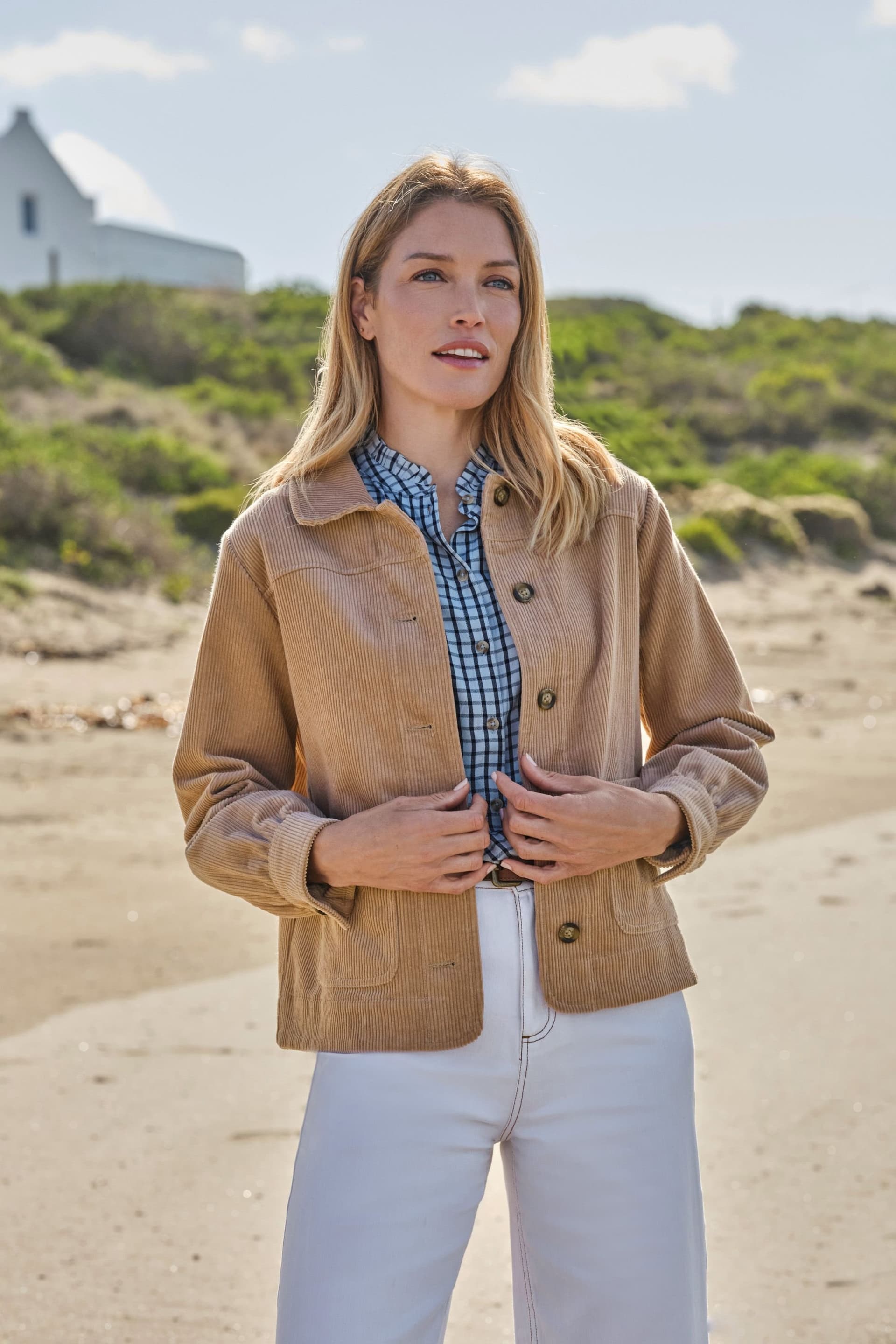 WoolOvers WoolOvers Women's Lightweight Corduroy Jacket in Stone