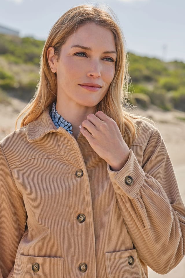 WoolOvers WoolOvers Women's Lightweight Corduroy Jacket in Stone - 2