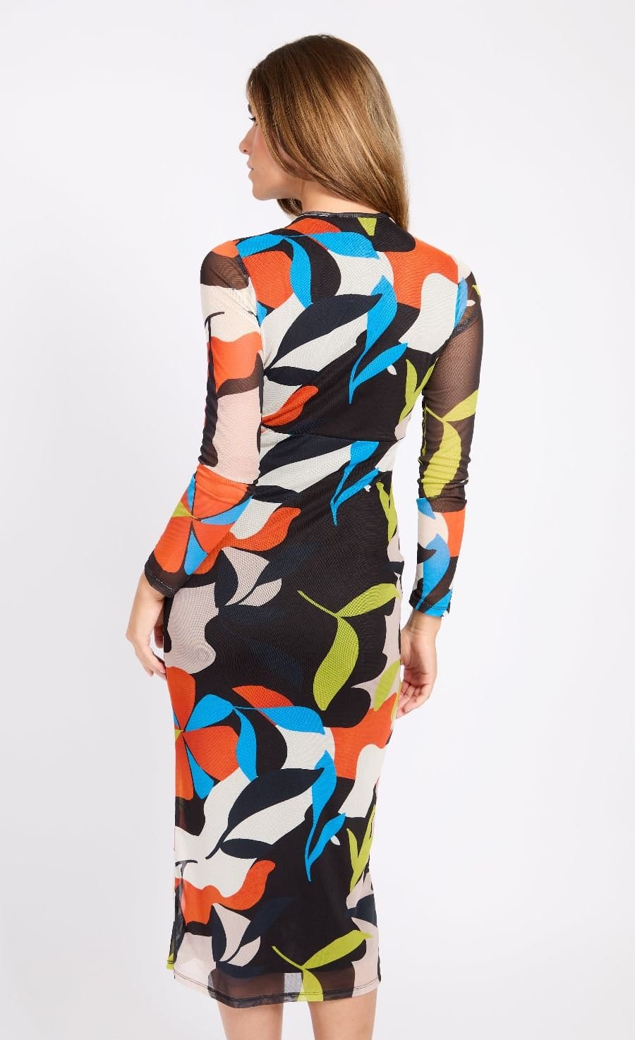 Little Mistress Little Mistress Women's Printed Mesh Midaxi Dress - 4