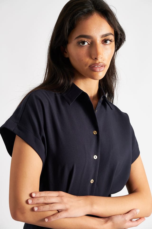 Louche Louche Women's Angie Satin Back Crepe Jumpsuit - Navy in Blue - 3