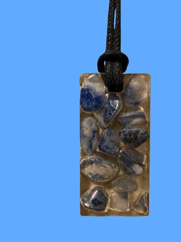 No Label Lapis Lazuli set in resin pendant