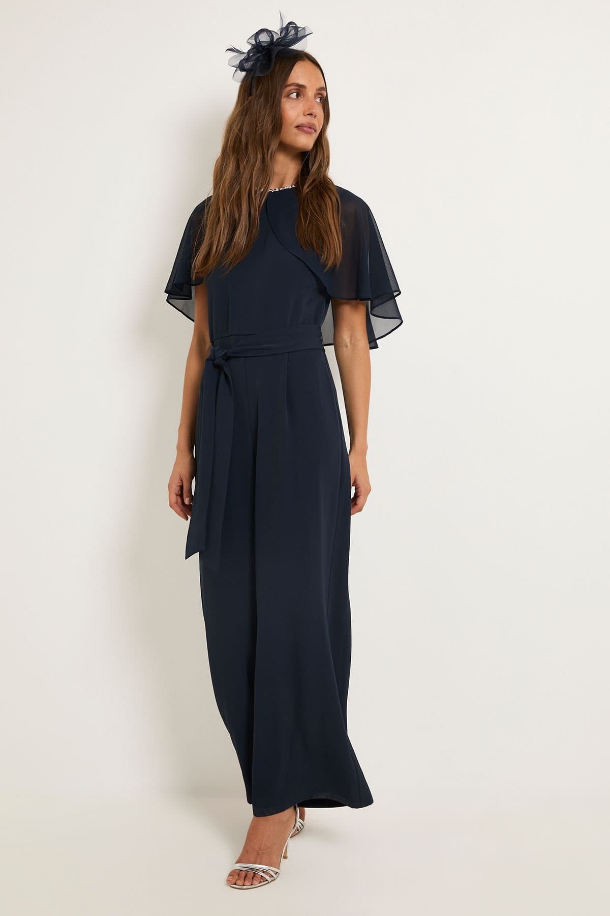 Wallis Wallis Women's Cape Sleeveless Jumpsuit in Navy