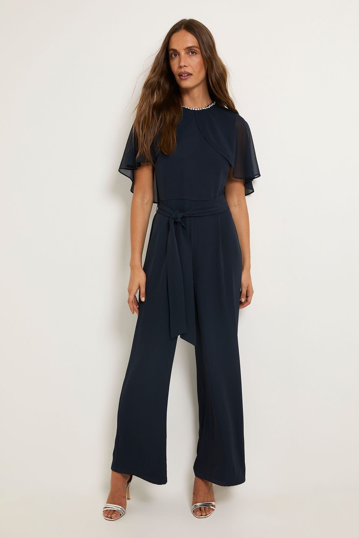 Wallis Wallis Women's Cape Sleeveless Jumpsuit in Navy - 4