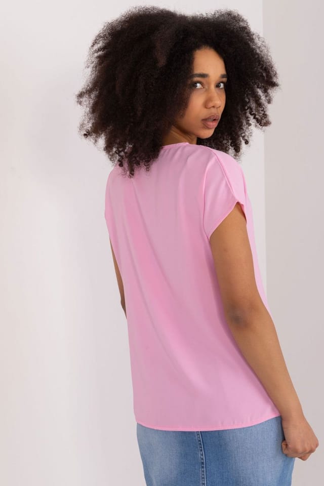 Love Lace Love Lace Women's Casual Polyester Blouse with Heart Neckline in Pink - 3