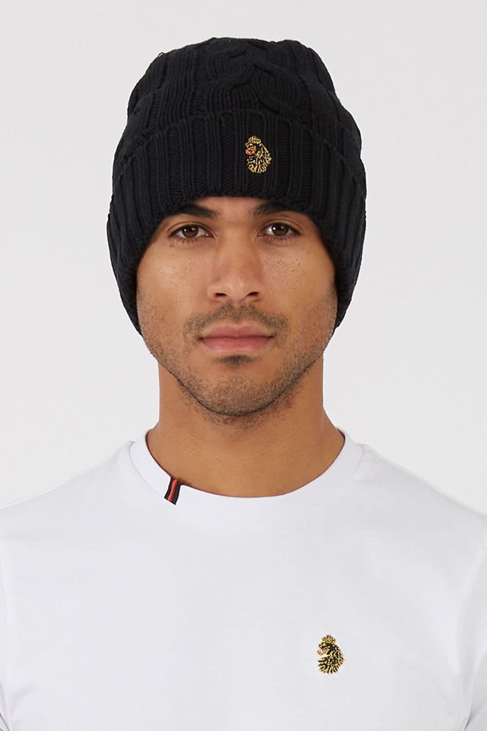 Luke 1977 Luke 1977 Men's Black Cable Beanie with Fleece Lining
