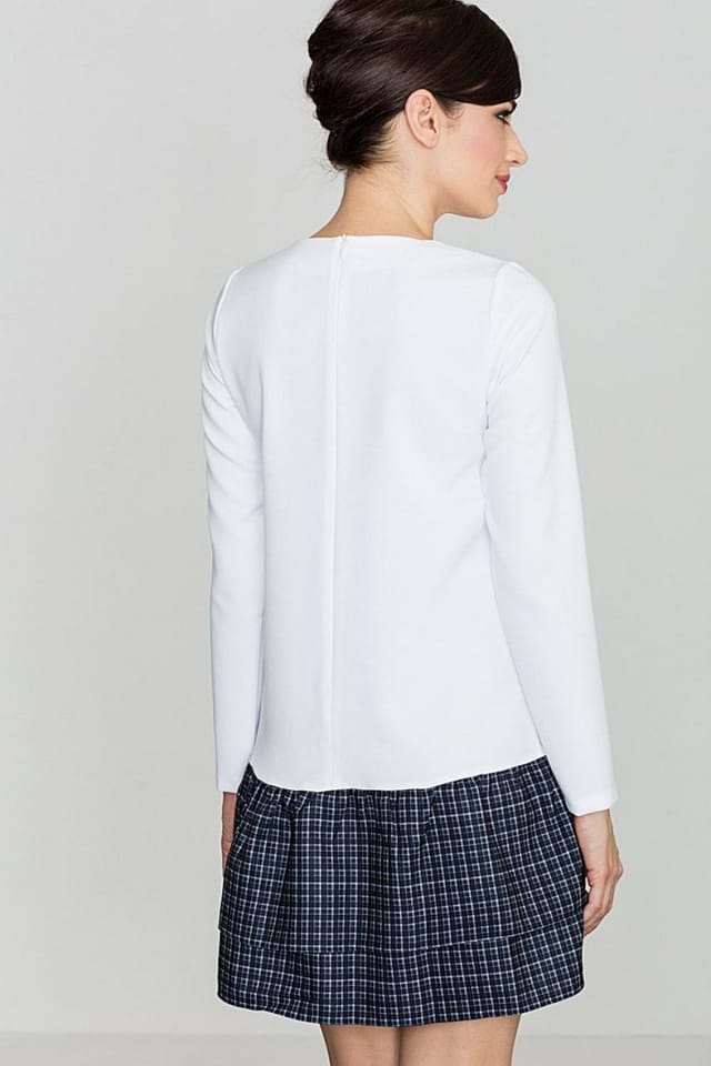 Love Lace Love Lace Women's Classic Long Sleeve Dress with Checked Ruffles Style 114274 in White - 2
