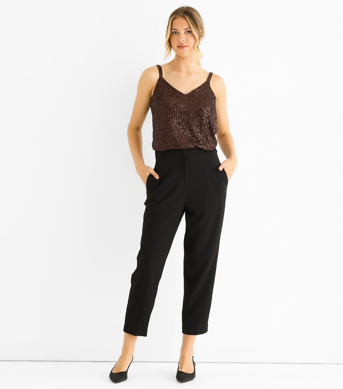 Gini London Gini London Black Woven Cigarette Trousers