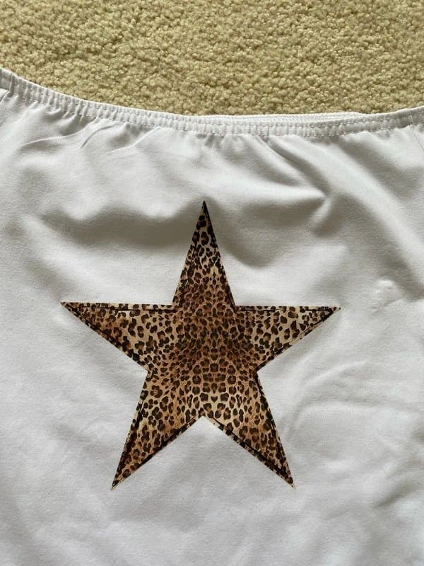 Shein shein off the shoulder leopard print star top